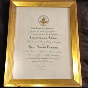 Lyndon B Johnson Inauguration Invitation / Hubert Humphrey